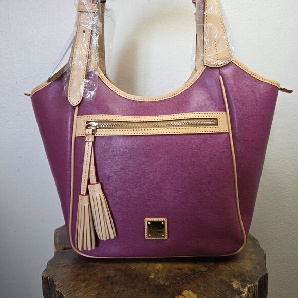 Dooney & Bourke Maddie Violet Quartz Shoulder Bag Saffiano Canvas Leather NWT - Picture 9 of 16
